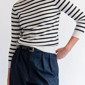 DEMYLEE JAMIE STRIPE CASHMERE SWEATER IVORY + NAVY
SIZE S